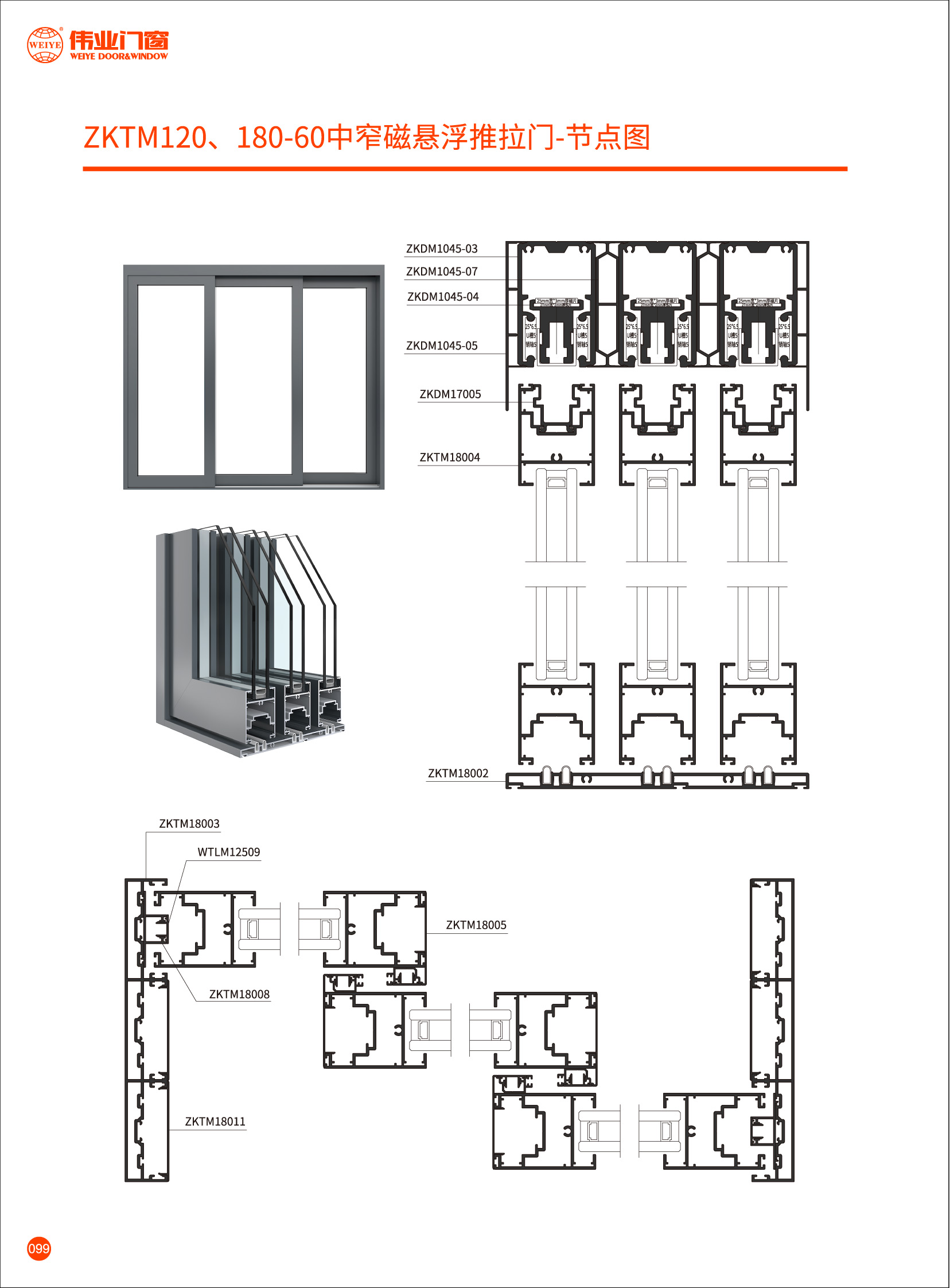 Zktm120-180-60 medium narrow maglev sliding door